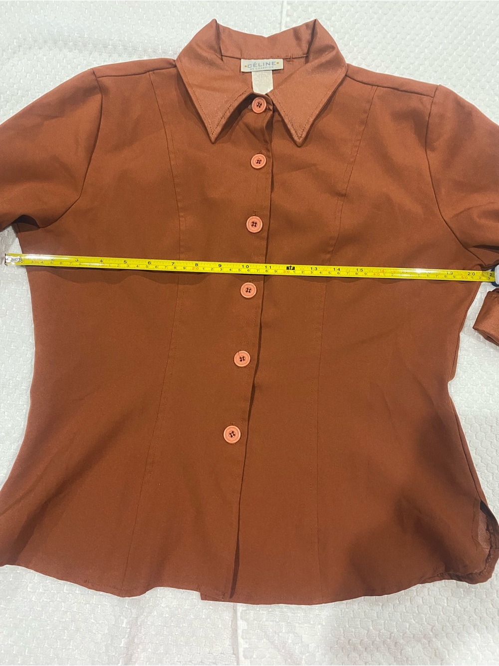 Women's Rust Brown Button-Front Collared Blouse - Picture 3 of 7